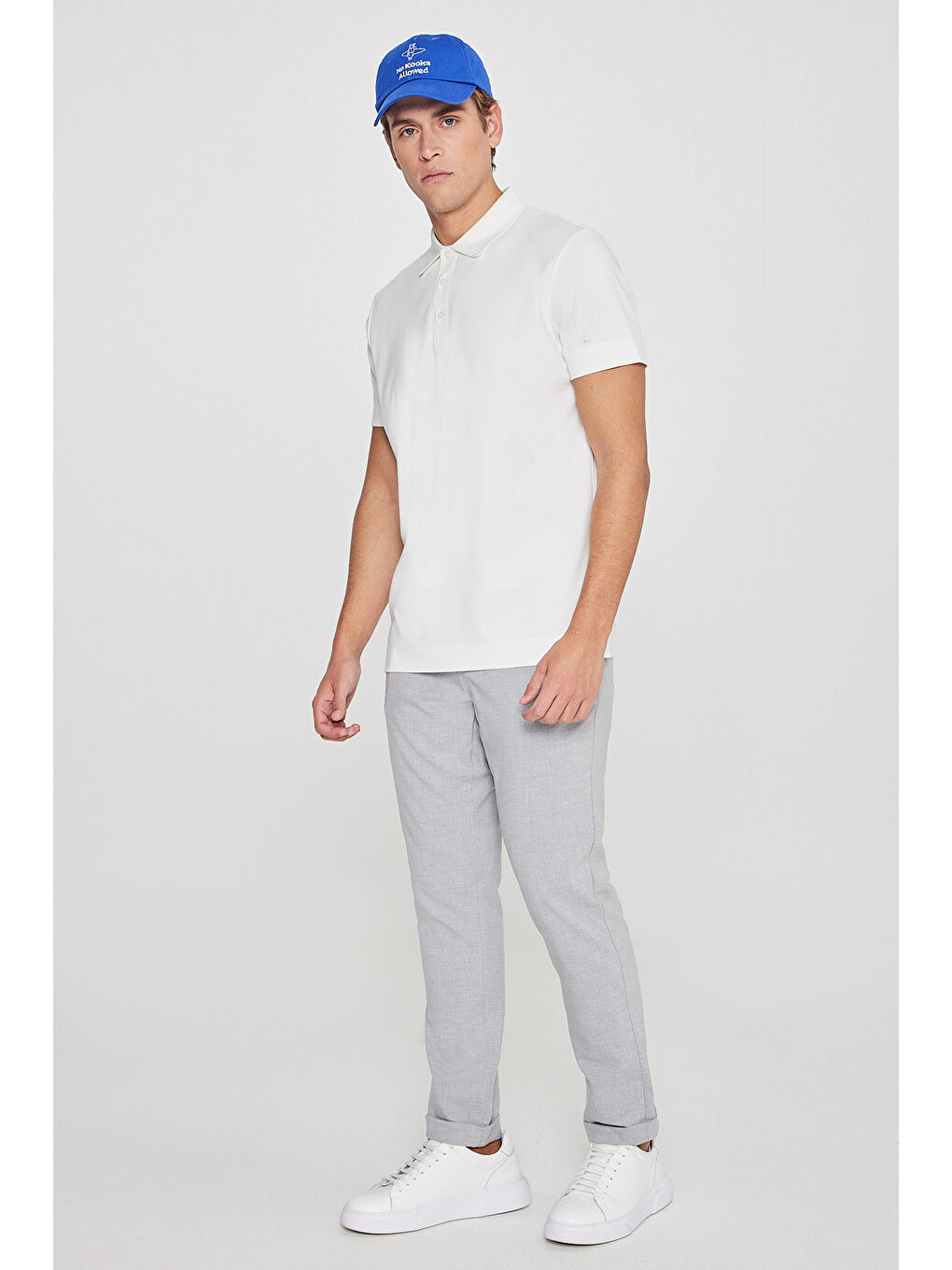 Erkek Gri Slim Fit Rahat Kesim Beli Bağlamalı Yan Cepli Jogger Pantolon-1