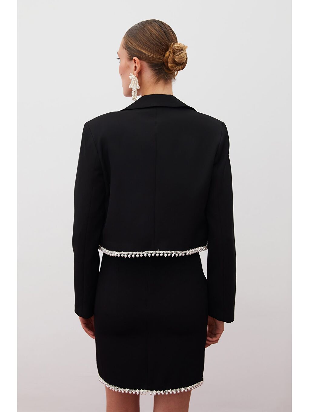 Aksesuarlı Kısa Ceket - Siyah-6