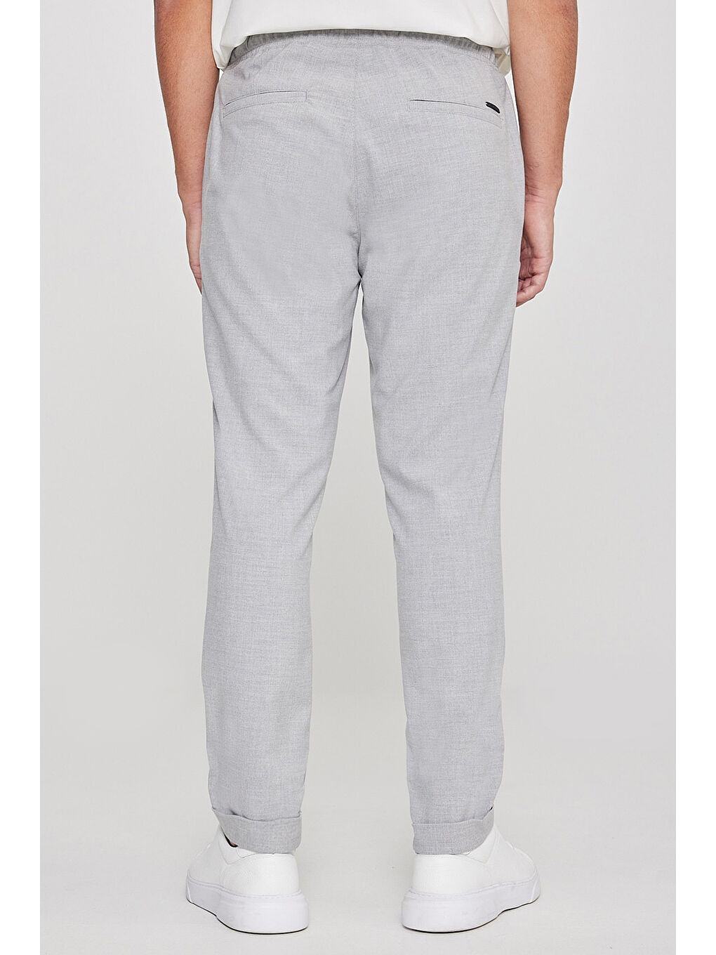 Erkek Gri Slim Fit Rahat Kesim Beli Bağlamalı Yan Cepli Jogger Pantolon-7
