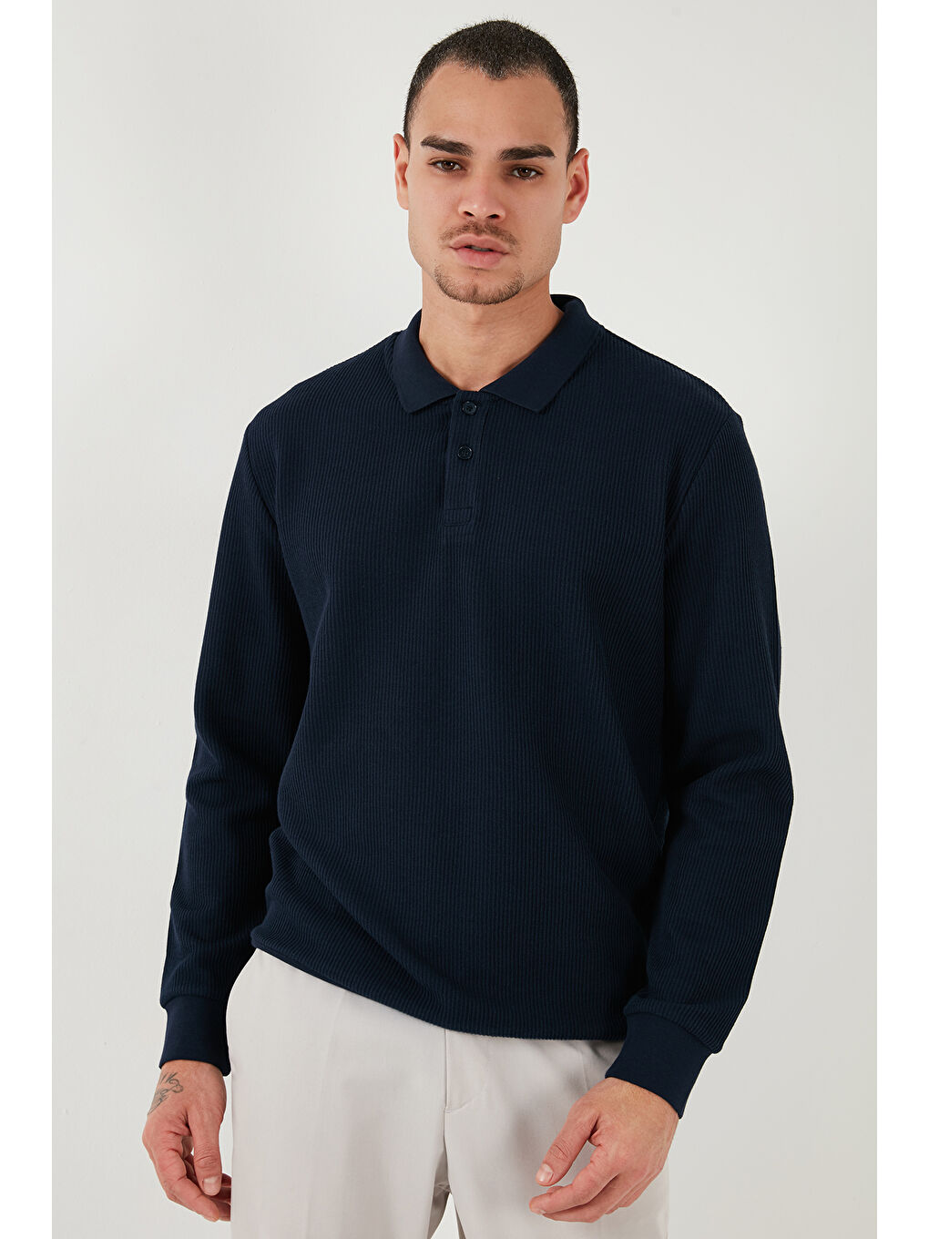 Buratti Lacivert Pamuklu Regular Fit Düğmeli Polo Yaka Erkek Sweat 5905739 - 3