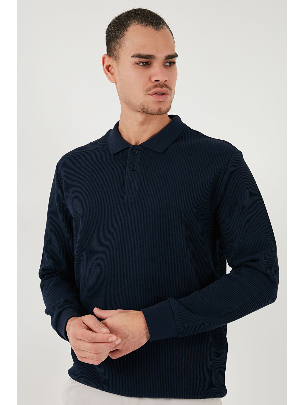 Buratti Lacivert Pamuklu Regular Fit Düğmeli Polo Yaka Erkek Sweat 5905739 - 4