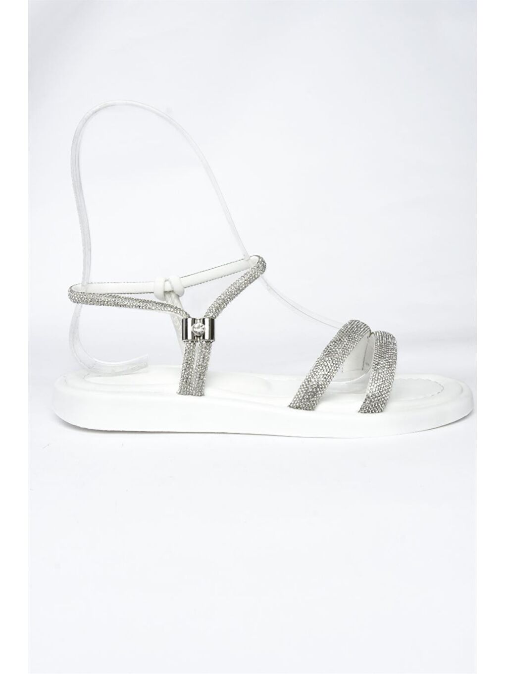 P278807209 Beyaz Taş Detaylı Günlük Kadın Sandalet-4