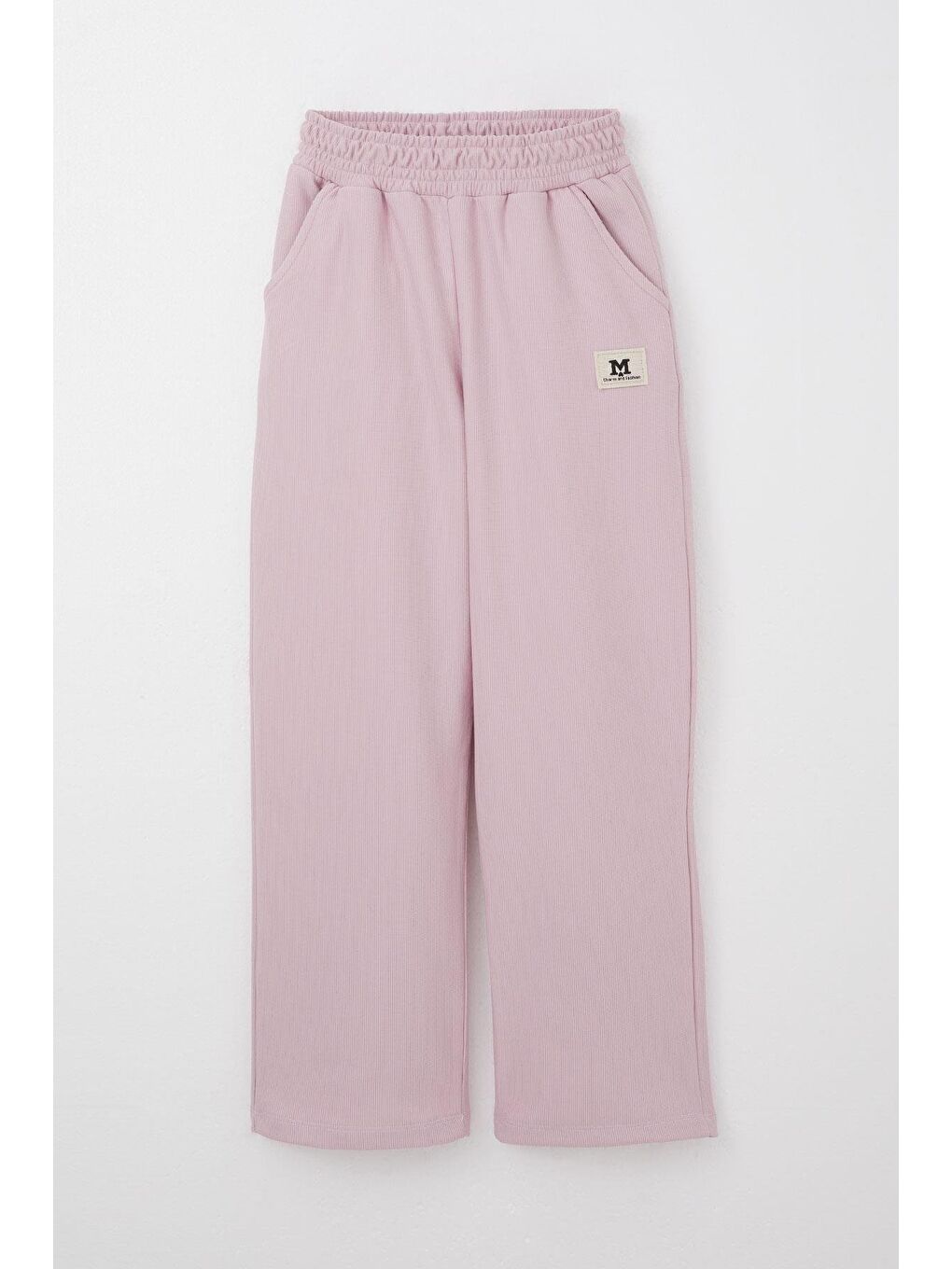 Kız Çocuk Eşofman Altı Beli Lastikli Cepli Armalı Açık Lila (6-12 Yaş)-2