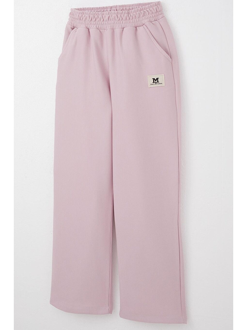 Kız Çocuk Eşofman Altı Beli Lastikli Cepli Armalı Açık Lila (6-12 Yaş)-4