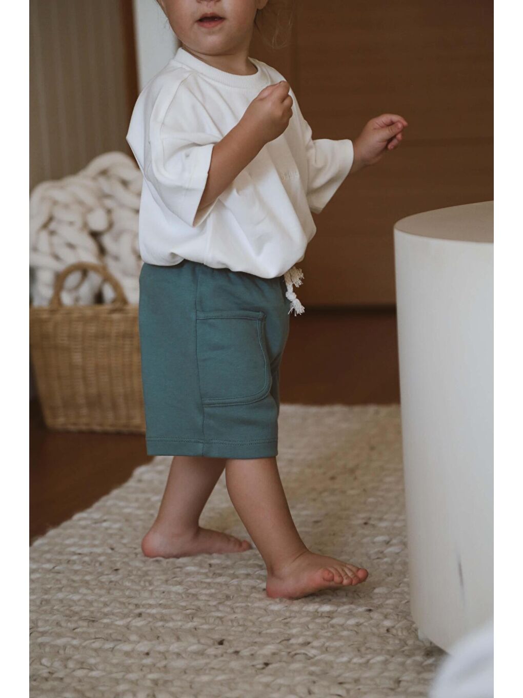 Yeşil Basic Cepli Çocuk Şort-2