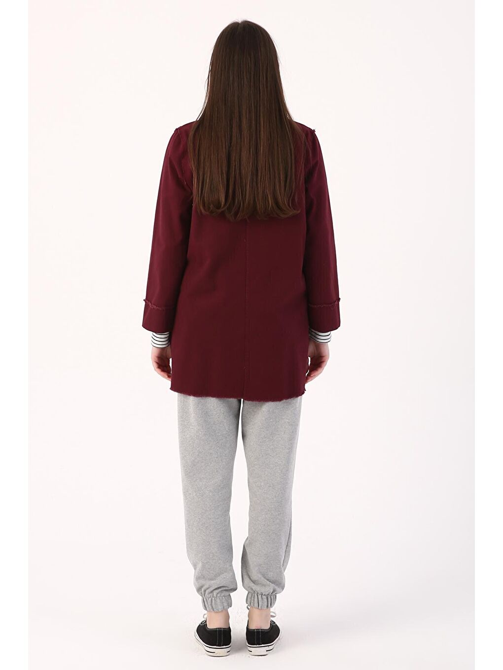 Bordo Püsküllü Çıtçıtlı Ceket-3