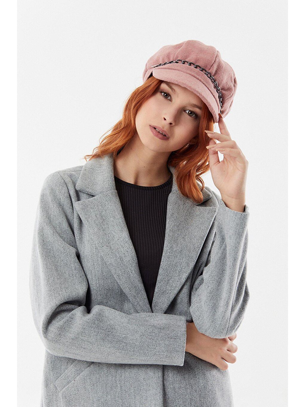 Pembe Zincir Detaylı Denizci Tipi Kaşe Şapka