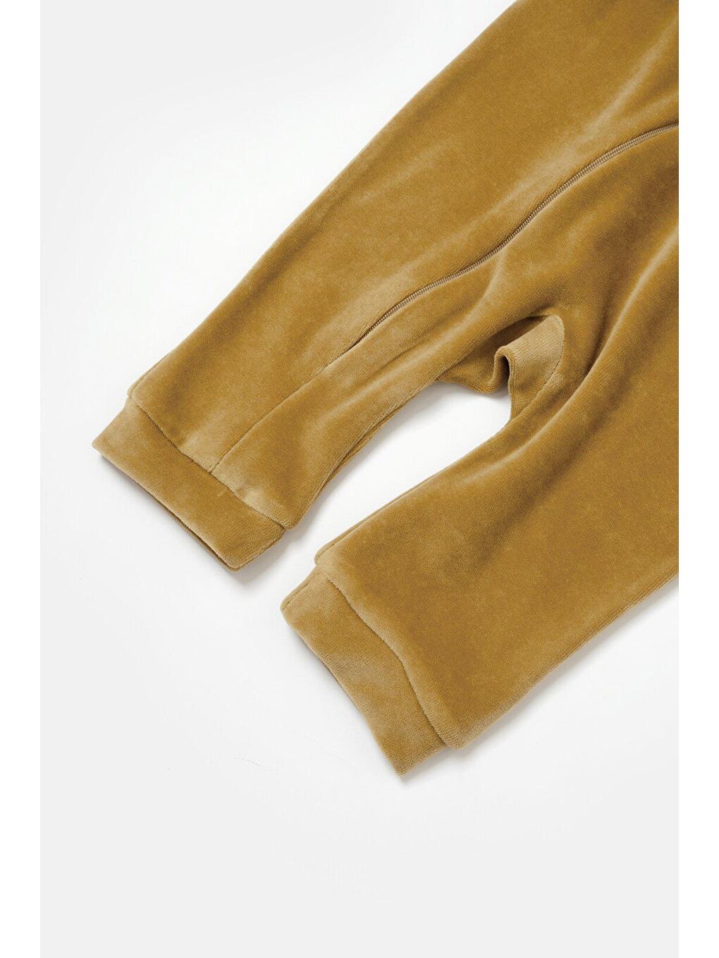 Sarı Kadife Fermuarlı Tulum-4