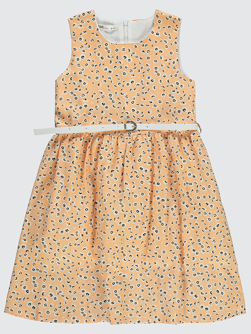 Turuncu Girls Kız Çocuk Elbise 6-9 Yaş Pudra-1