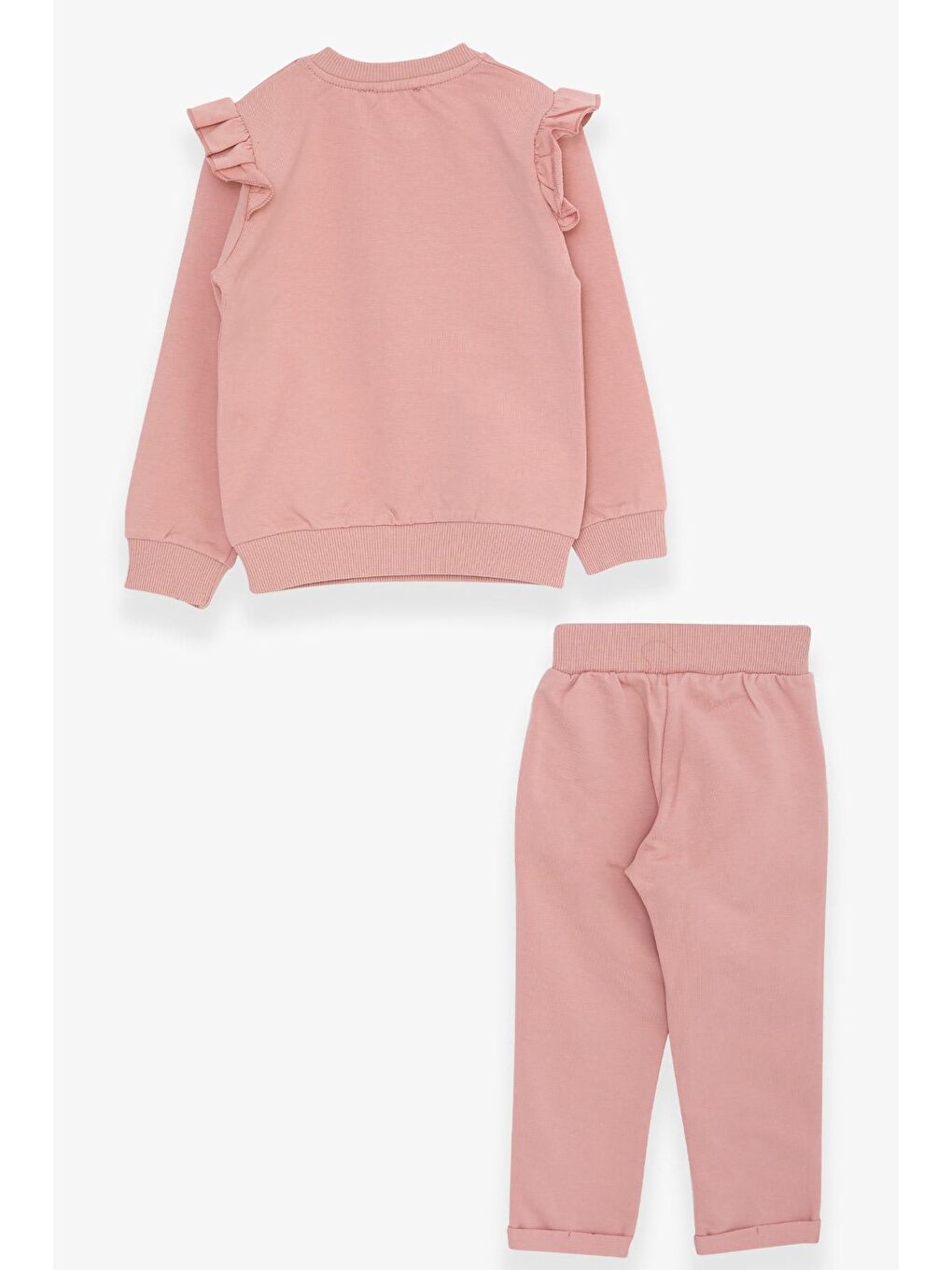 Pembe Kız Çocuk Eşofman Takımı Ayıcıklı Simli Yazı Baskılı Somon (1.5-4 Yaş)-1