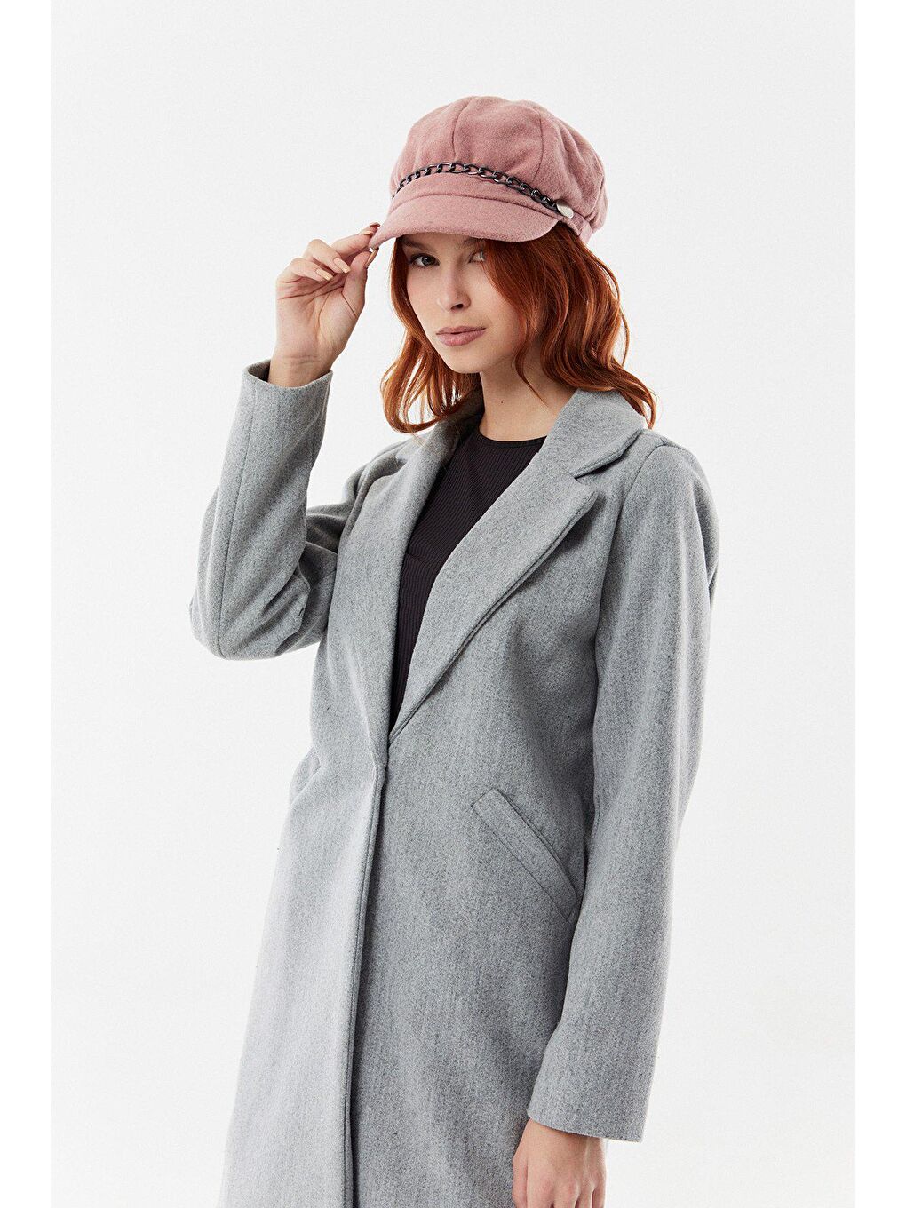 Pembe Zincir Detaylı Denizci Tipi Kaşe Şapka-3