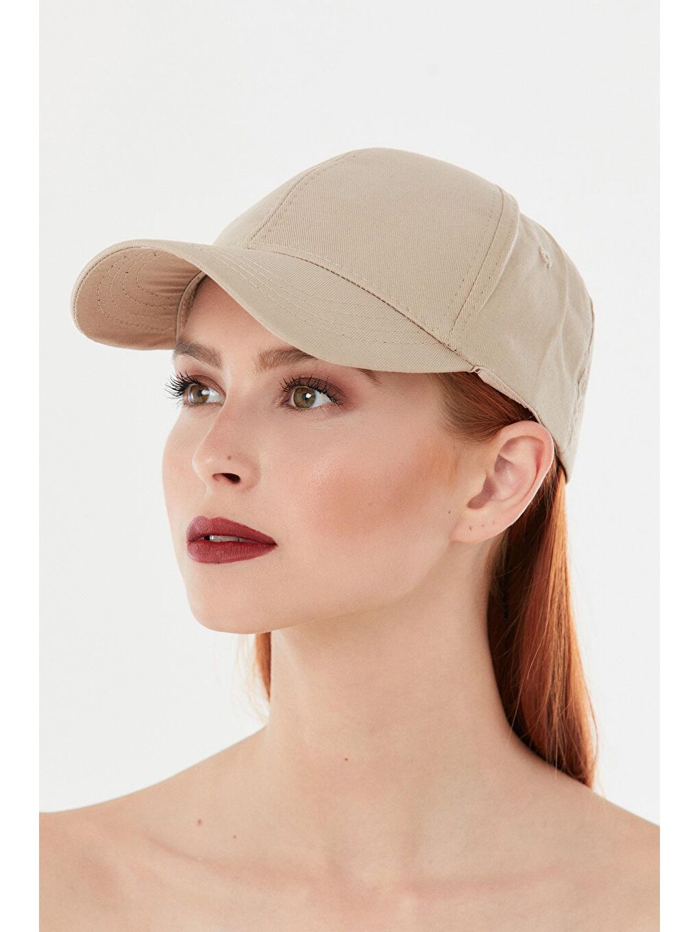 Bej Basic Arkası Ayarlanabilir Kep Şapka-3
