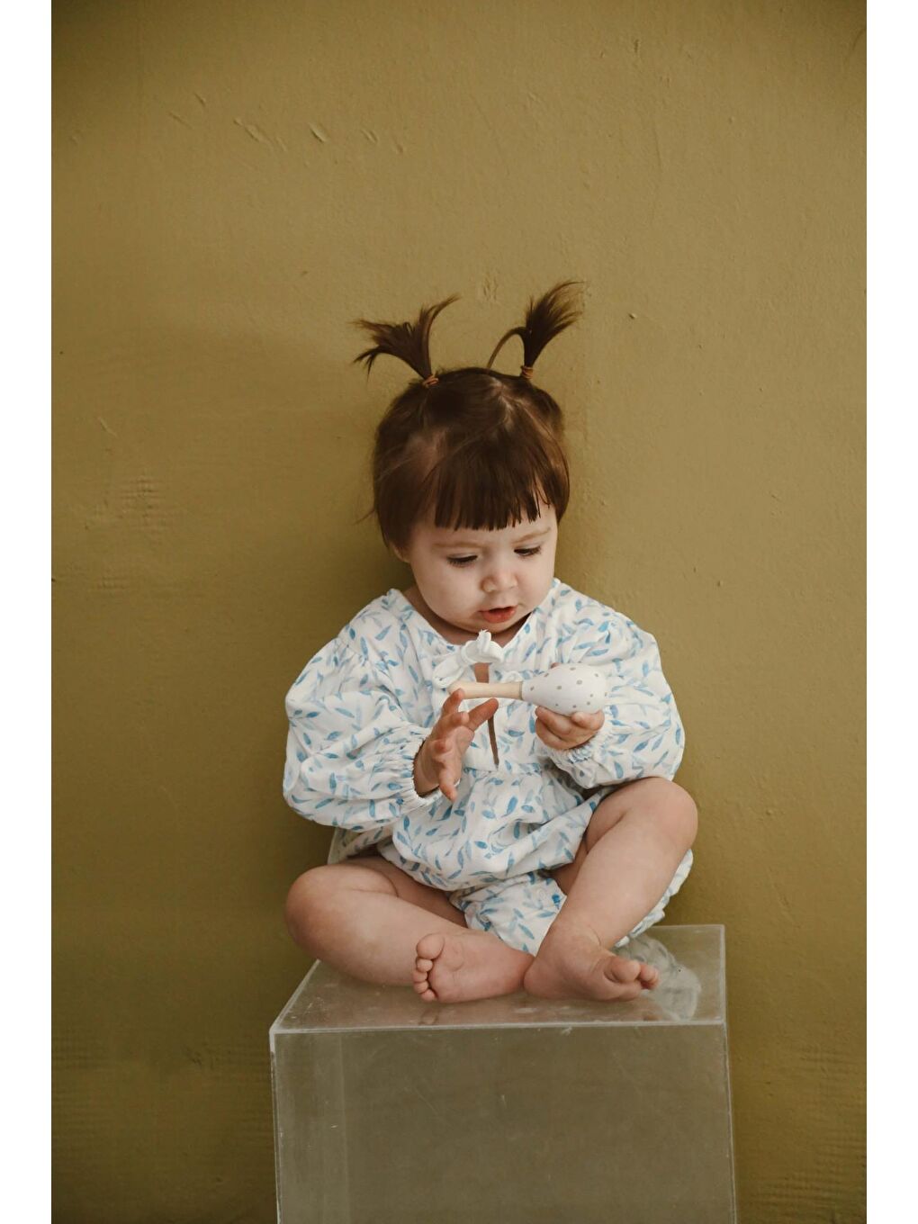 Mavi Çiçek Baskılı Bebek Uzun Kollu Tulum-2