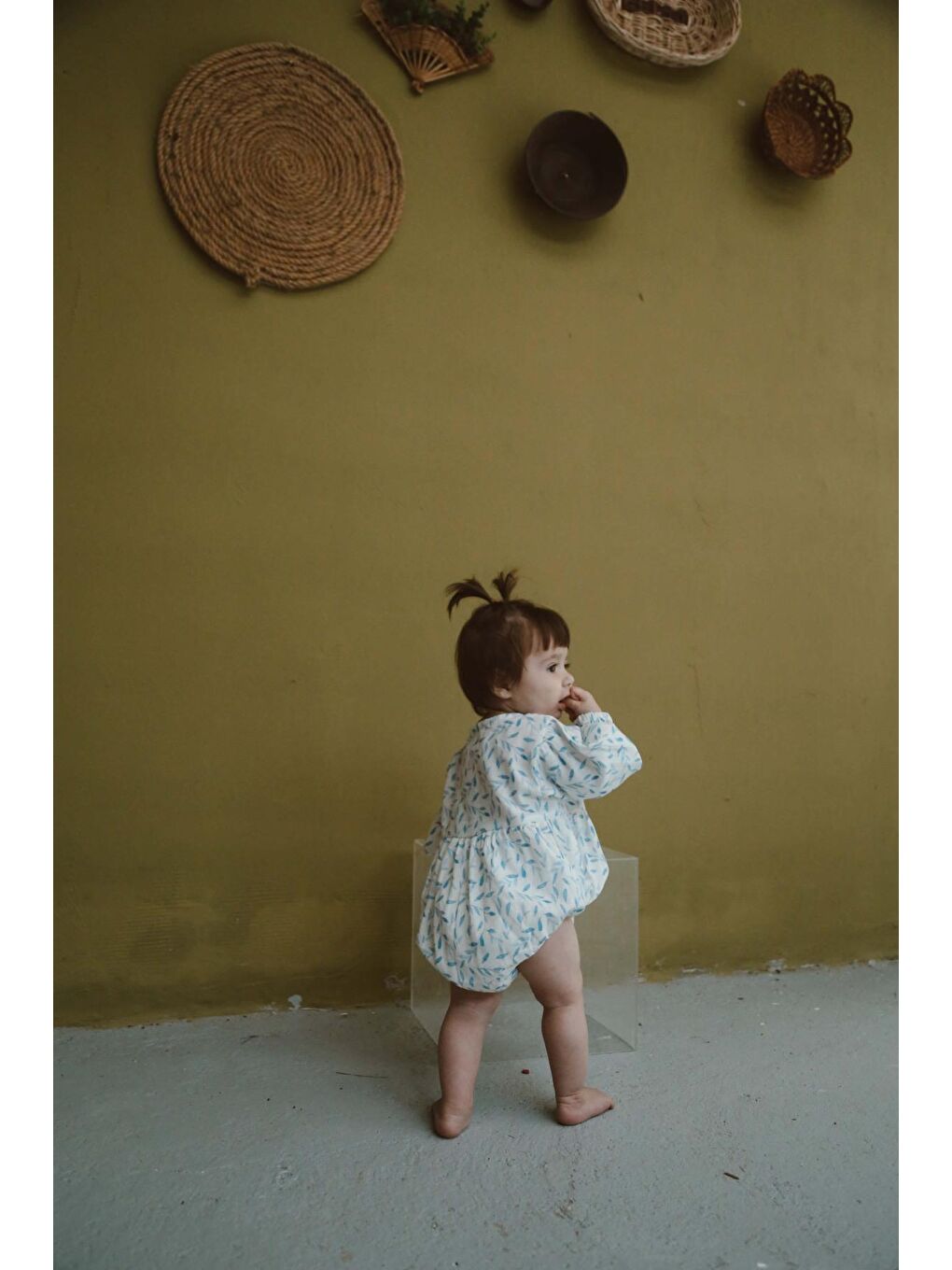 Mavi Çiçek Baskılı Bebek Uzun Kollu Tulum-3