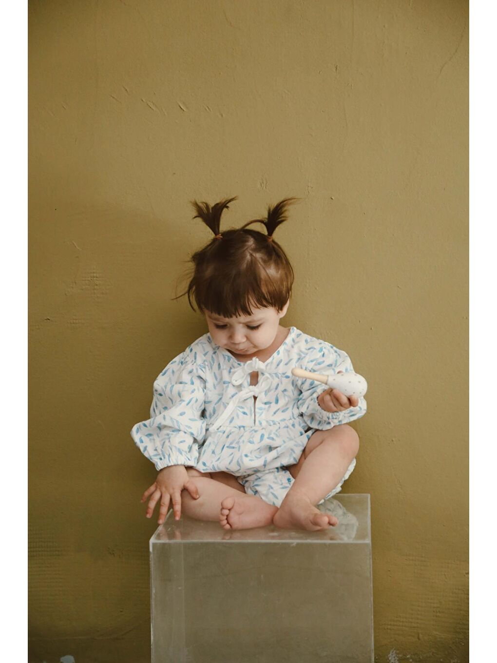 Mavi Çiçek Baskılı Bebek Uzun Kollu Tulum-4