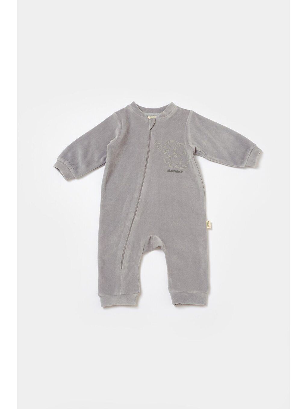 Gri Kadife Fermuarlı Tulum-1