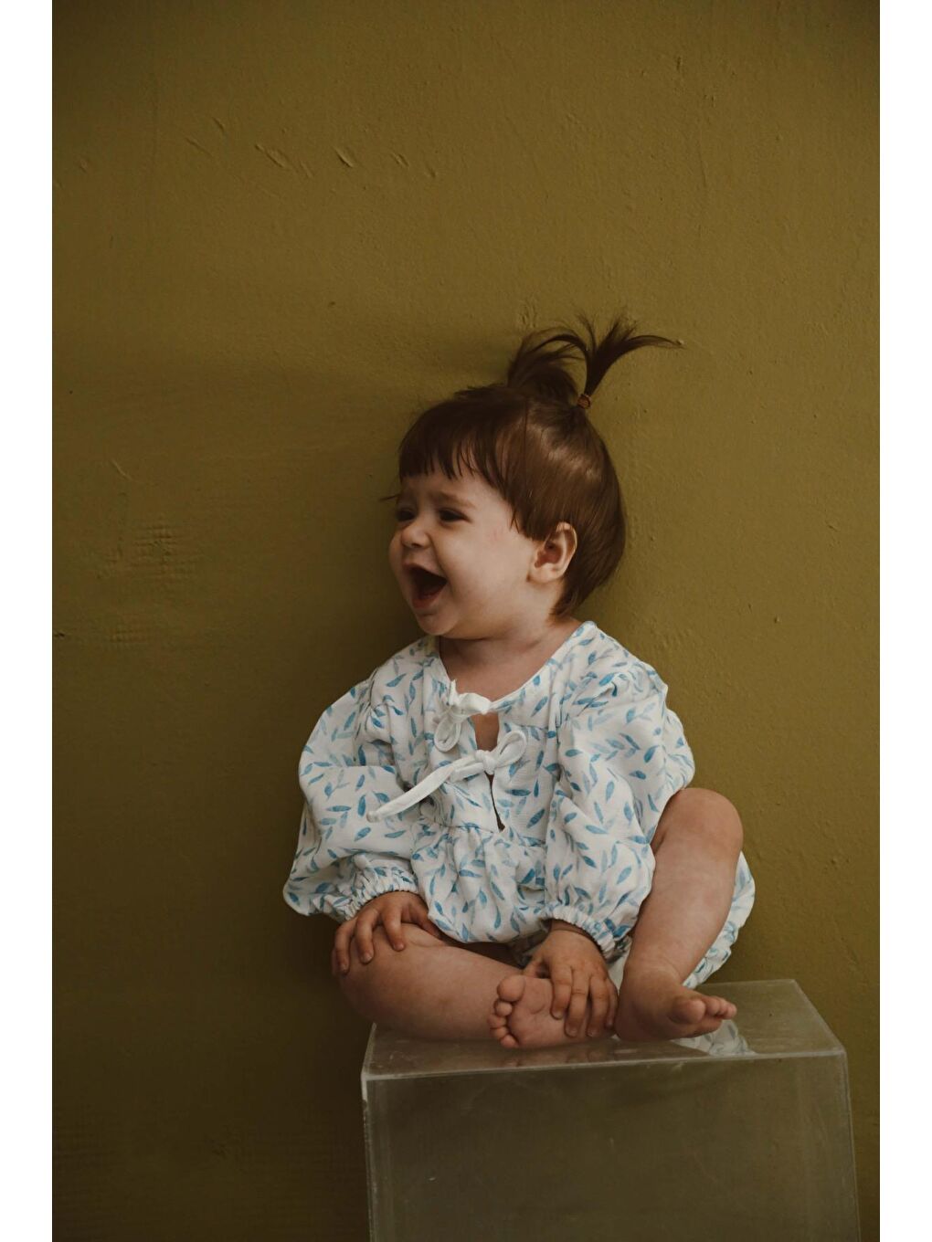 Mavi Çiçek Baskılı Bebek Uzun Kollu Tulum-5