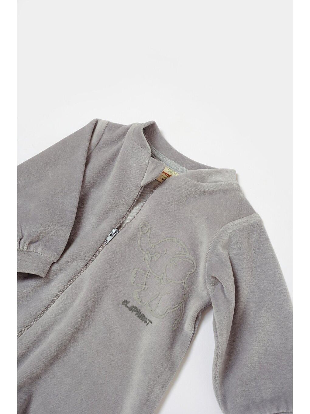 Gri Kadife Fermuarlı Tulum-4