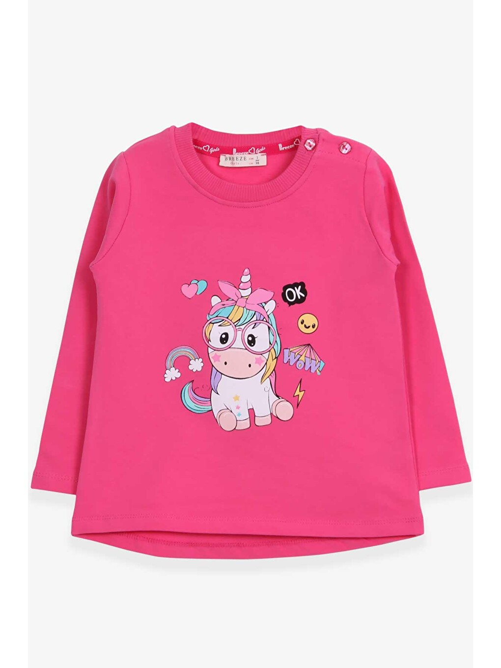 Kız Çocuk Sweatshirt Gözlüklü Baskılı Pembe (3 Yaş)-3