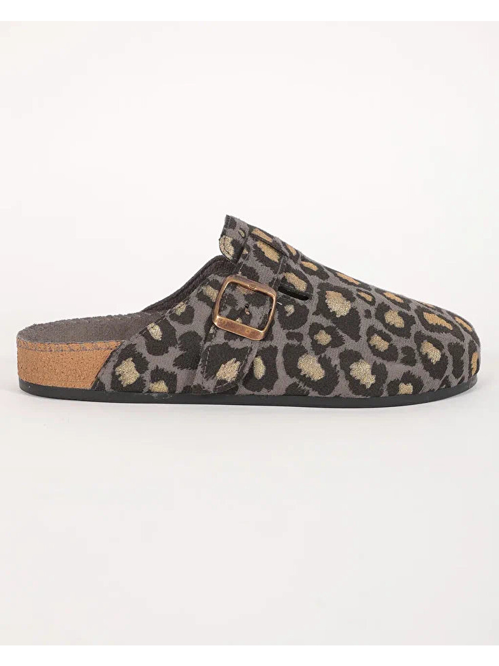 Gri Kadın Leopar Desenli Yazlık Terlik - Coloro-3