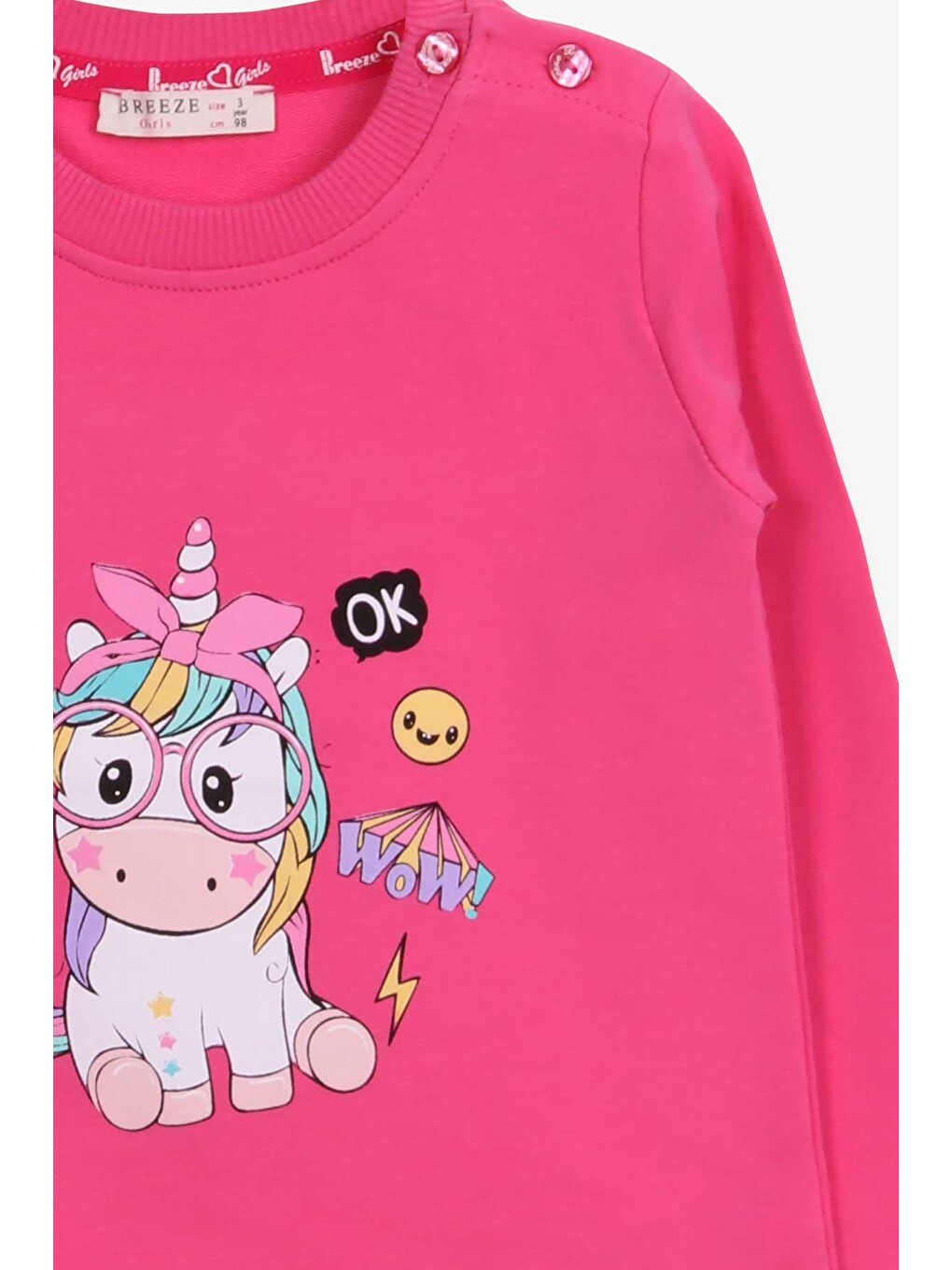 Kız Çocuk Sweatshirt Gözlüklü Baskılı Pembe (3 Yaş)-5
