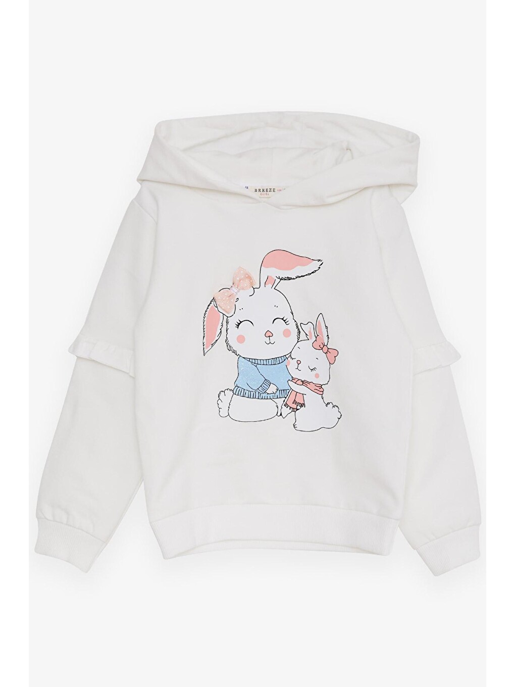 Kız Çocuk Sweatshirt Tavşancık Baskılı Ekru (1.5-5 Yaş)