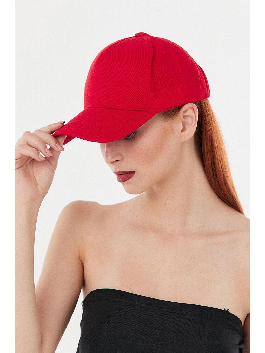 Kırmızı Basic Arkası Ayarlanabilir Kep Şapka-2