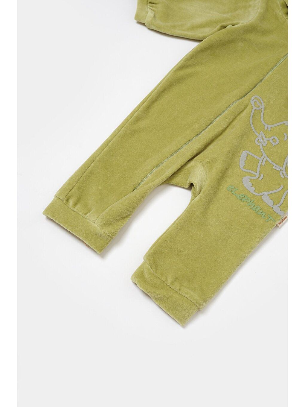 Yeşil Kadife Kapüşonlu Fermuarlı Tulum-3