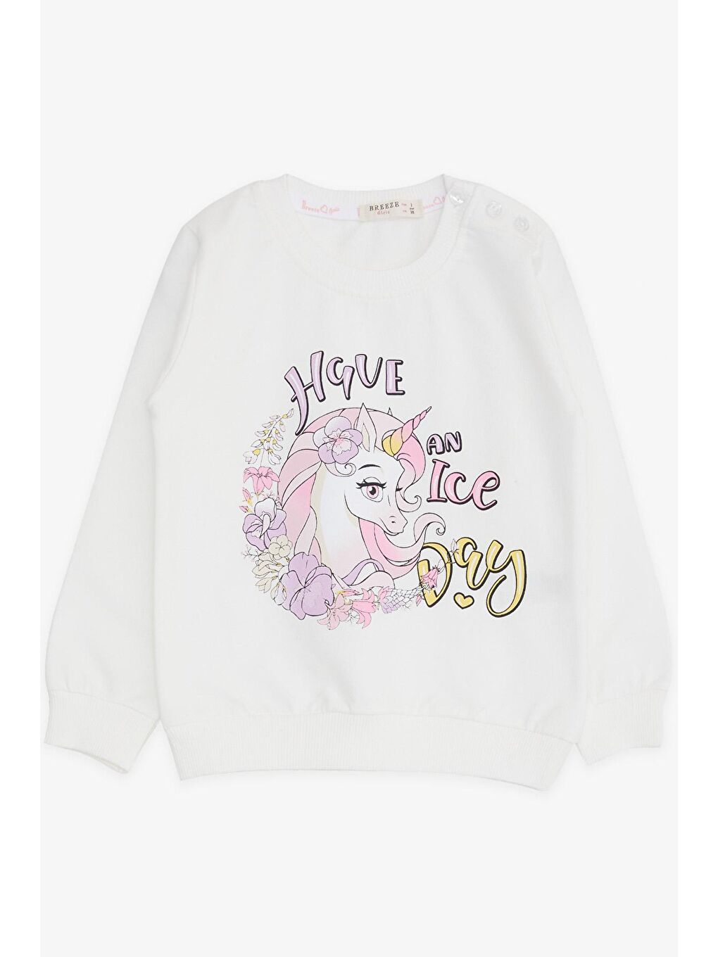 Breeze Beyaz Kız Bebek Sweatshirt Unicorn Baskılı Beyaz (2 Yaş)