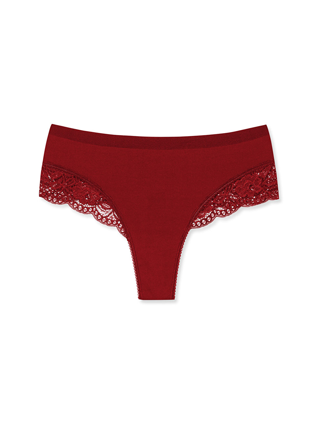 Karışık İnterlok Beli Lastikli Paçası Dantel Kadın Tanga Külot 8'li-2