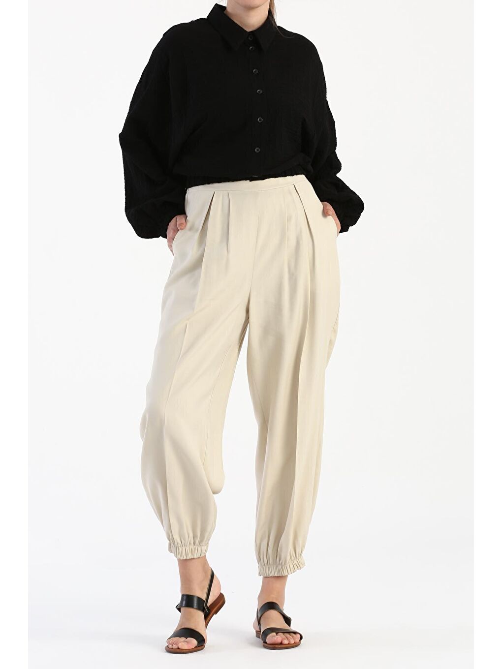 Siyah Gofre Kumaş Salaş Bomber Ceket-2