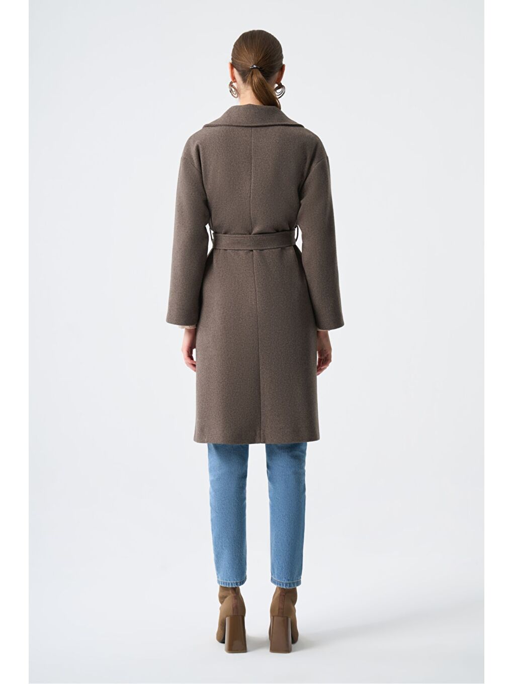 Kahverengi Basic Kaşe Dokulu Kahve Kaban-2