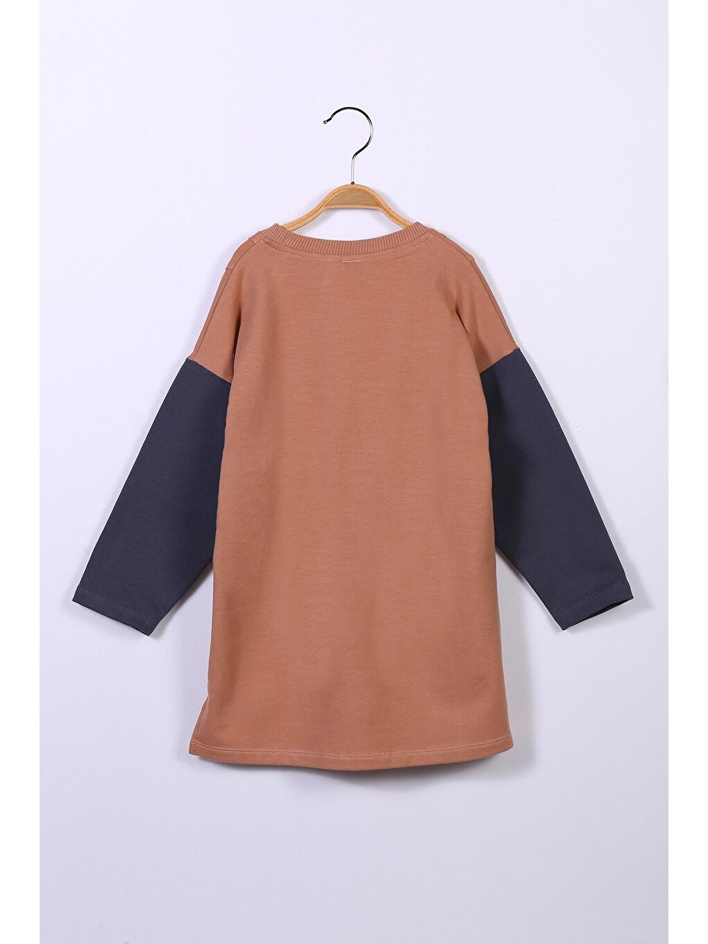 Pembe Kız Çocuk Yazı Baskılı Örme Elbise-3