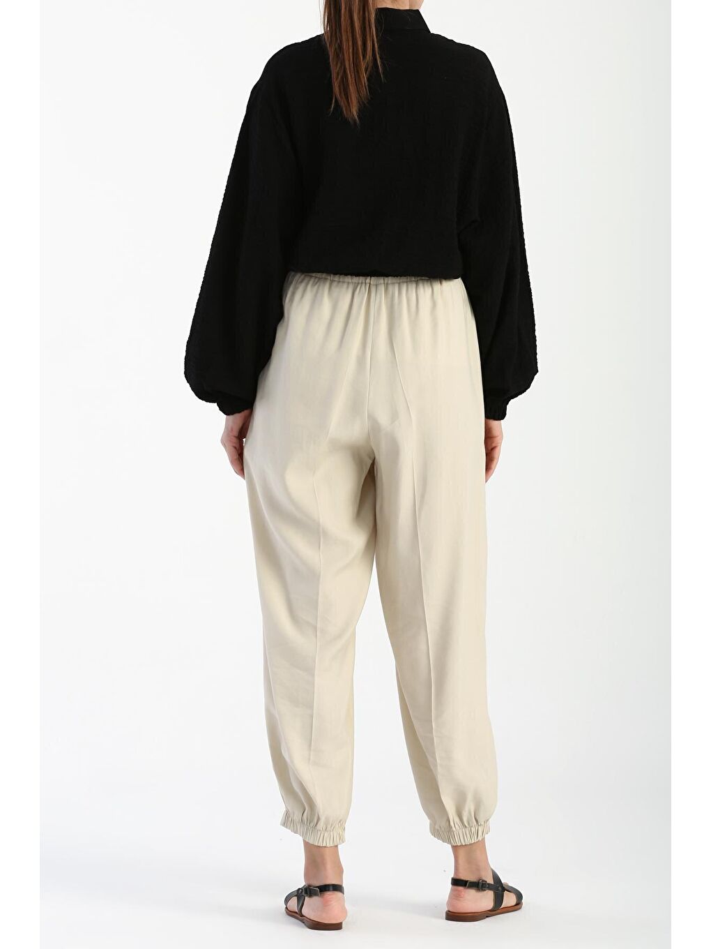 Siyah Gofre Kumaş Salaş Bomber Ceket-4