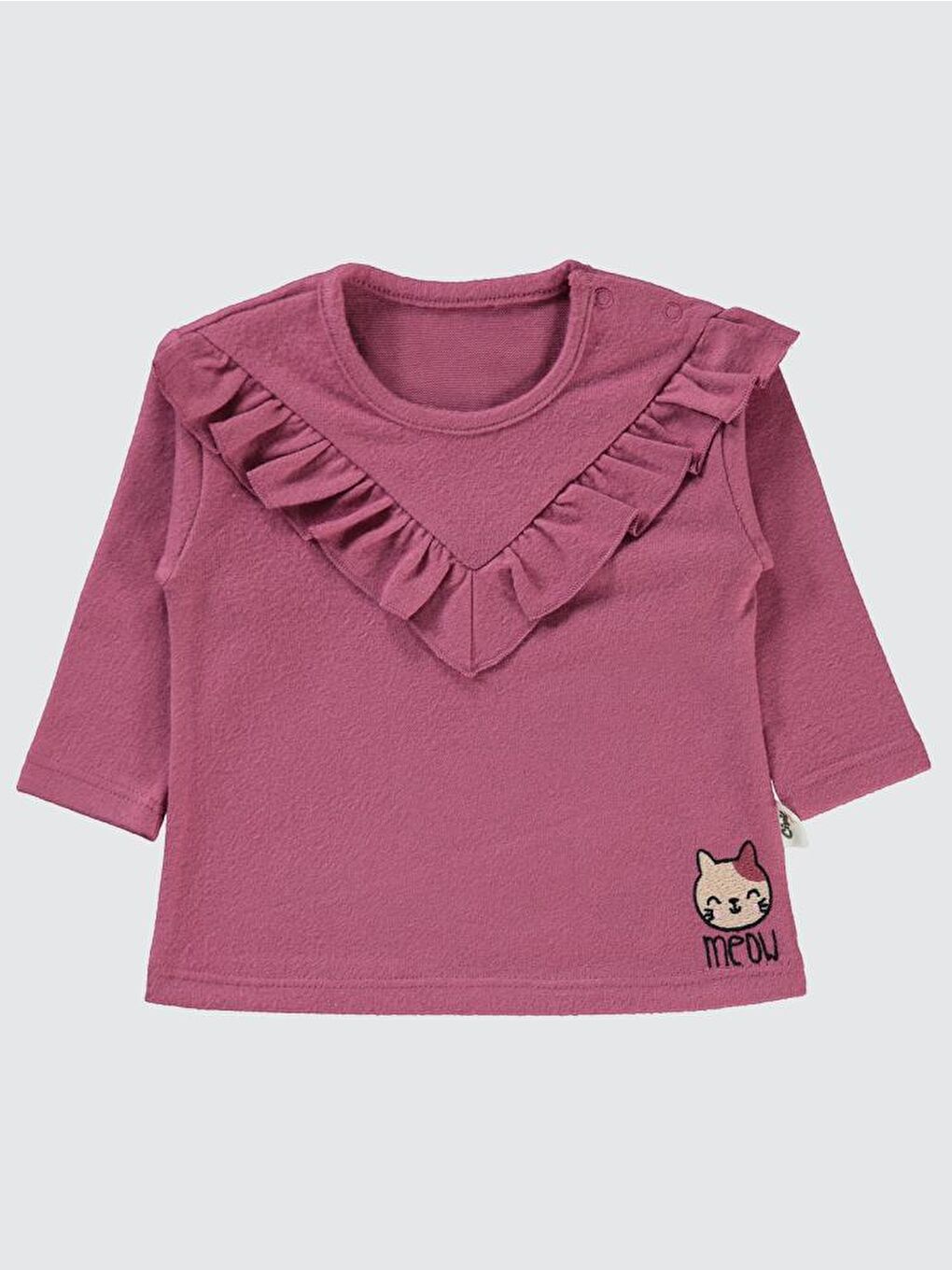 Baby Kedi Nakışlı 6-18 Ay Sweatshirt - Pembe 18-24 Ay
