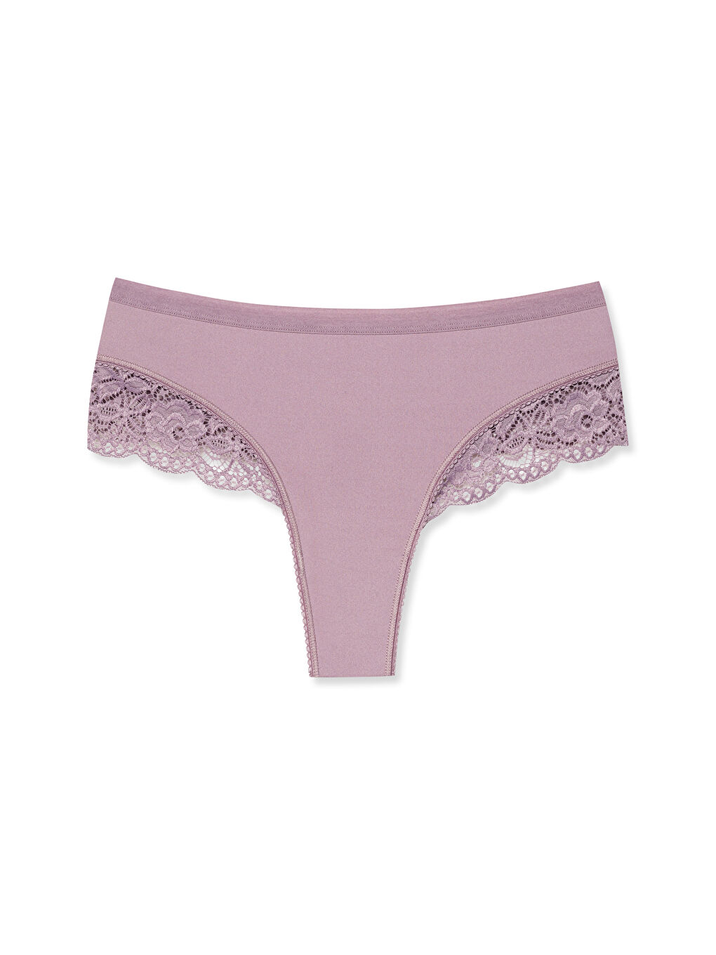 Karışık İnterlok Beli Lastikli Paçası Dantel Kadın Tanga Külot 8'li-7