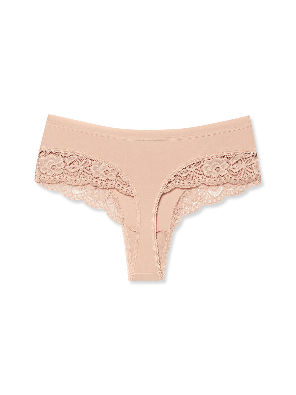 Karışık İnterlok Beli Lastikli Paçası Dantel Kadın Tanga Külot 8'li-9