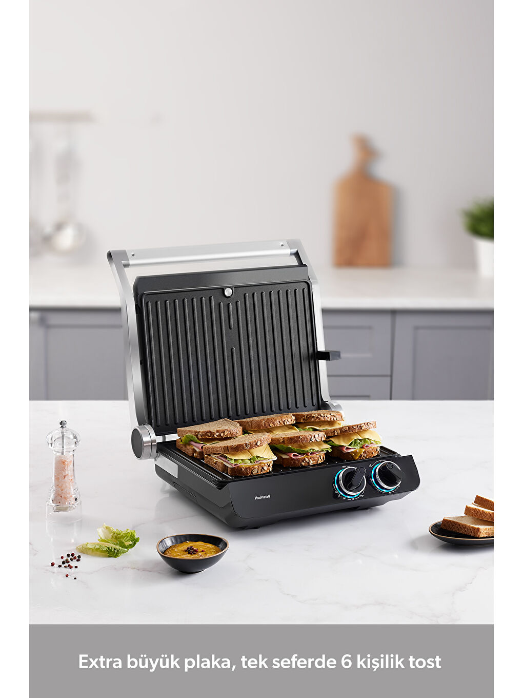 Grilliant 1342H 3 in 1 Inox Gövde Çift Taraflı XL Döküm Plaka Tost ve Izgara Makinesi-1