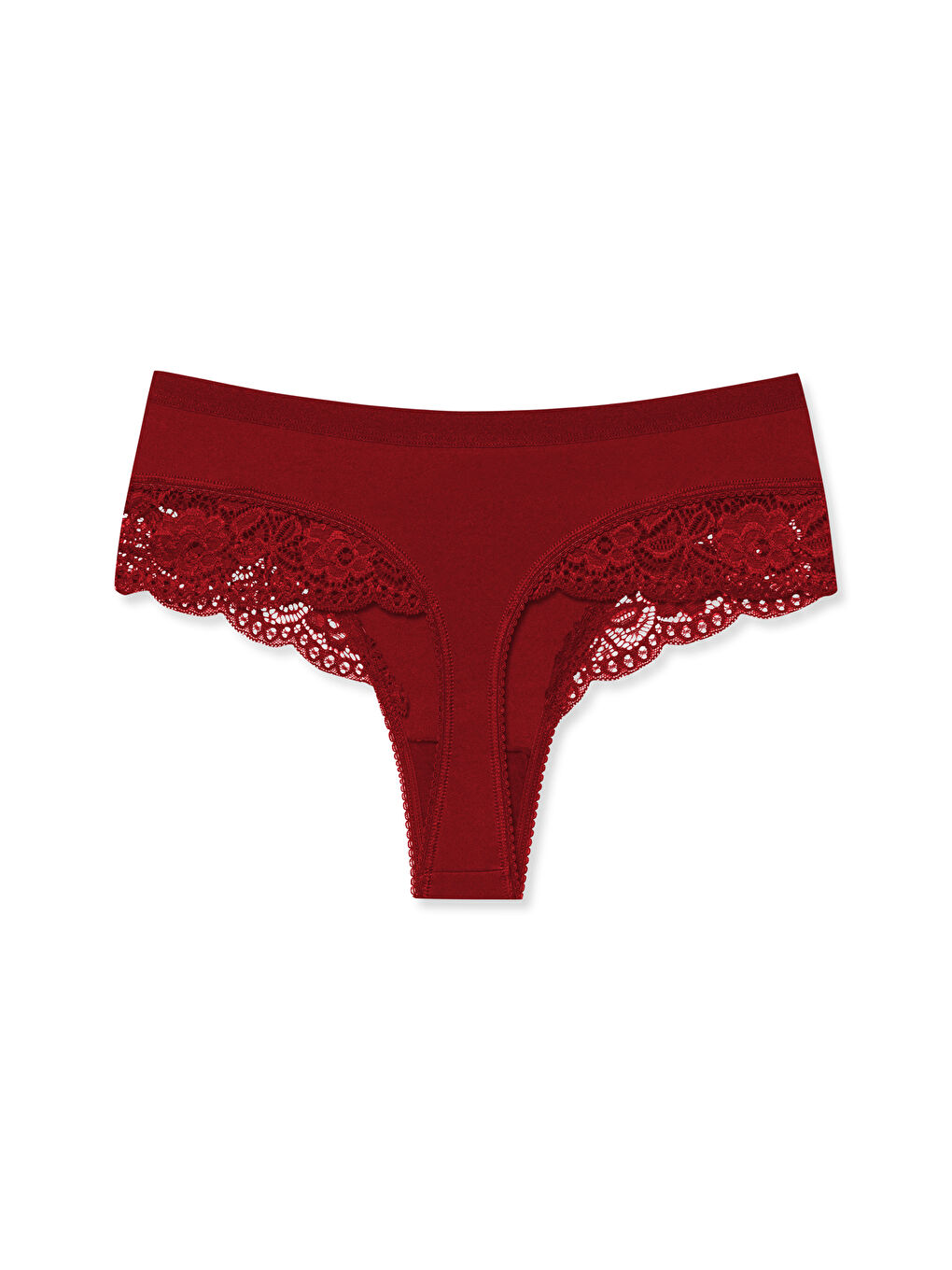 Karışık İnterlok Beli Lastikli Paçası Dantel Kadın Tanga Külot 8'li-10