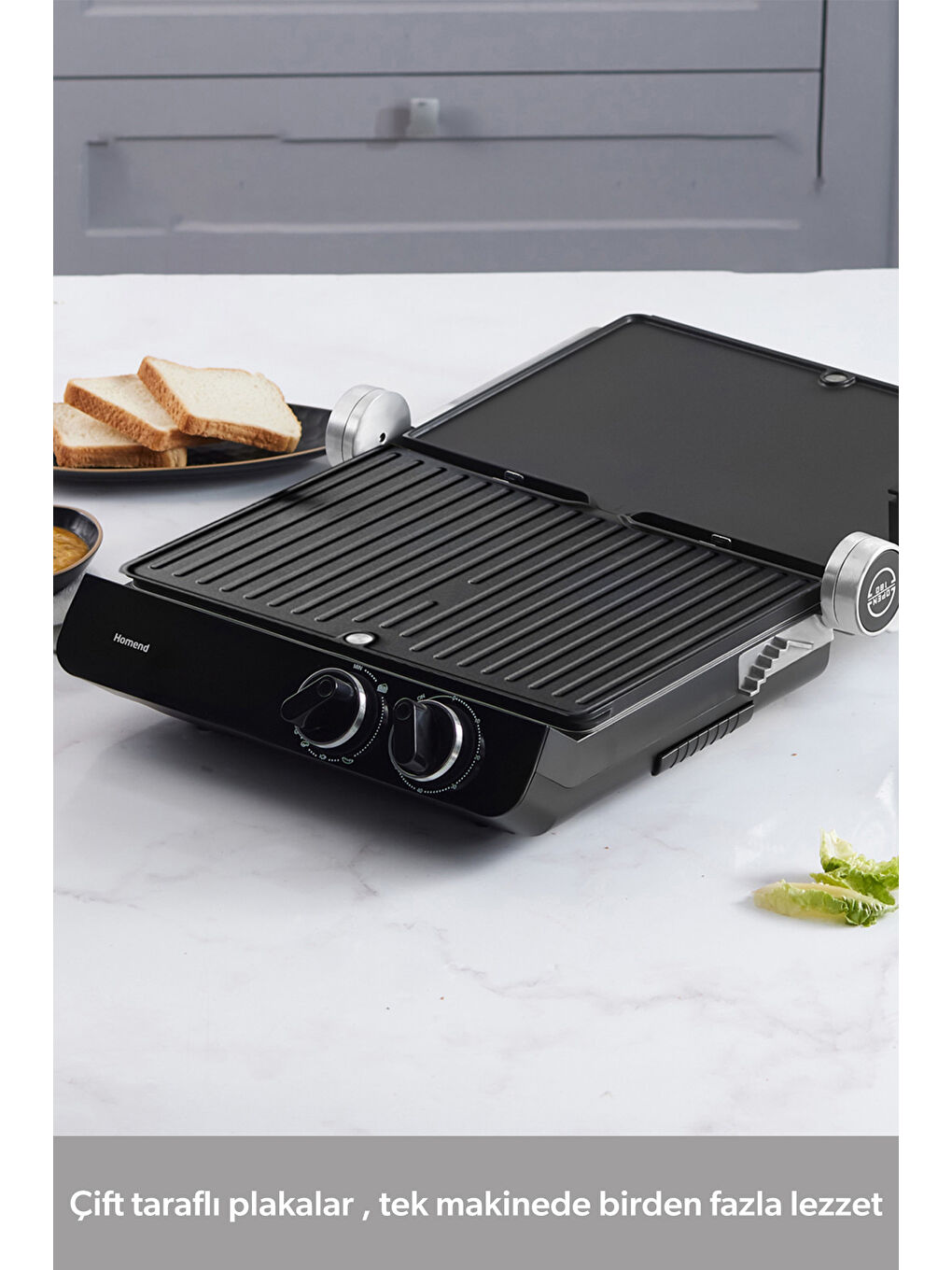 Grilliant 1342H 3 in 1 Inox Gövde Çift Taraflı XL Döküm Plaka Tost ve Izgara Makinesi-3