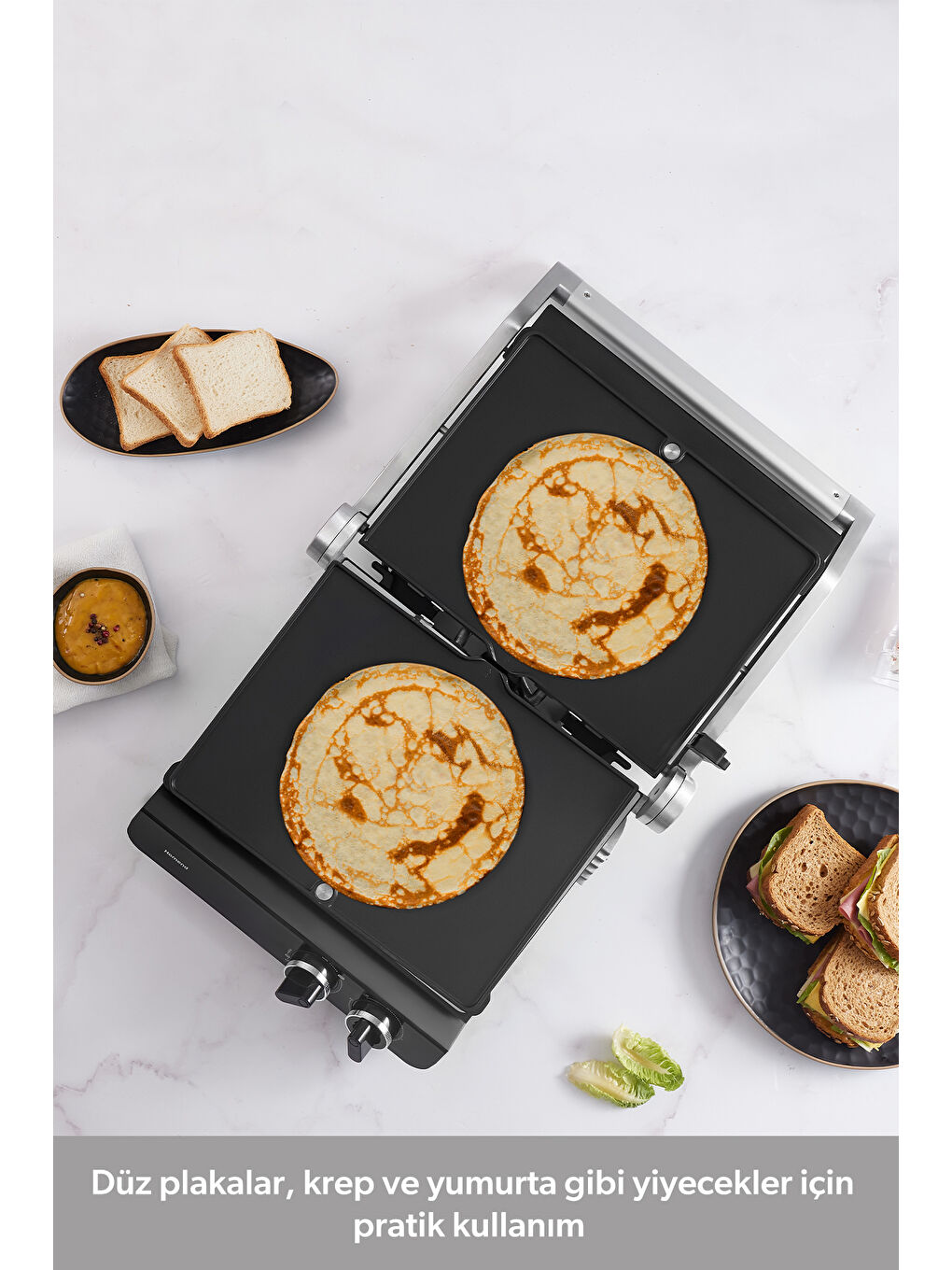 Grilliant 1342H 3 in 1 Inox Gövde Çift Taraflı XL Döküm Plaka Tost ve Izgara Makinesi-5