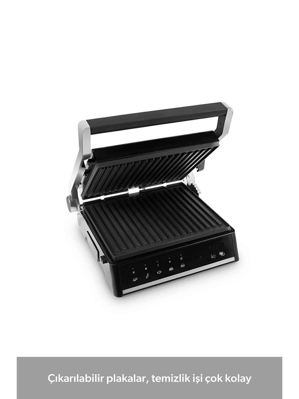 Grilliant 1341H Inox Gövdeli, Döküm Plakalı, 5 Programlı, Led Ekranlı Tost ve Izgara Makinesi-8