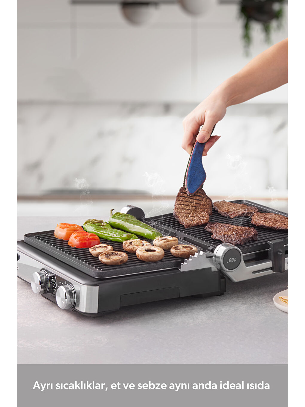 Grilliant 1340H Döküm Plakalı Tost ve Izgara Makinesi Inox 2000W-2