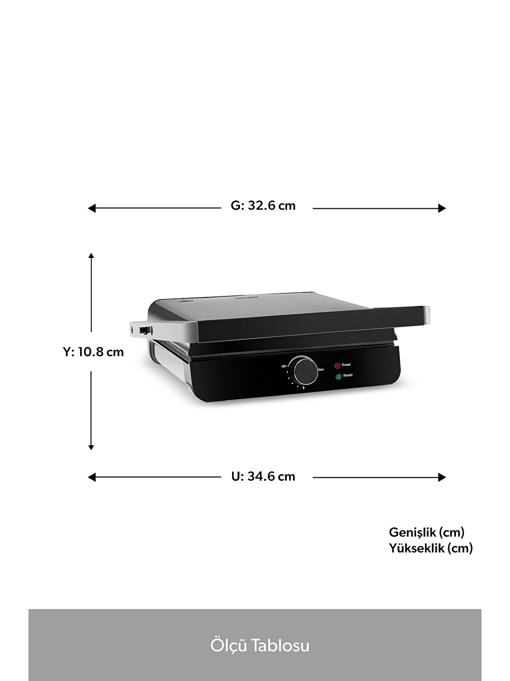 Grilliant 1346H 4 Dilim Kapasiteli Gövdeli Döküm Plakalı Tost ve Izgara Makinesi Inox 2000W-1