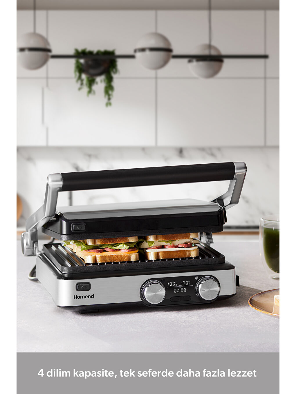 Grilliant 1340H Döküm Plakalı Tost ve Izgara Makinesi Inox 2000W-9