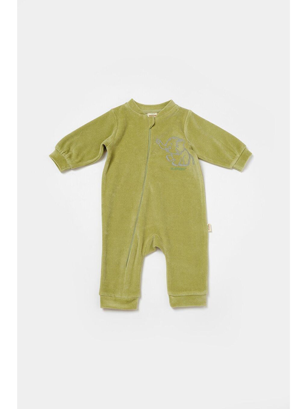 Yeşil Kadife Fermuarlı Tulum-1