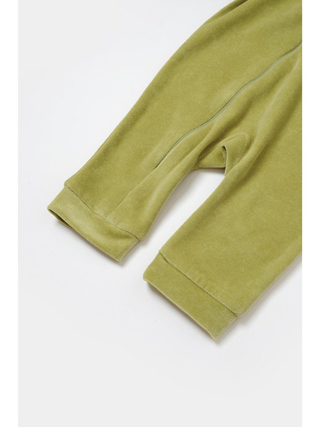 Yeşil Kadife Fermuarlı Tulum-3