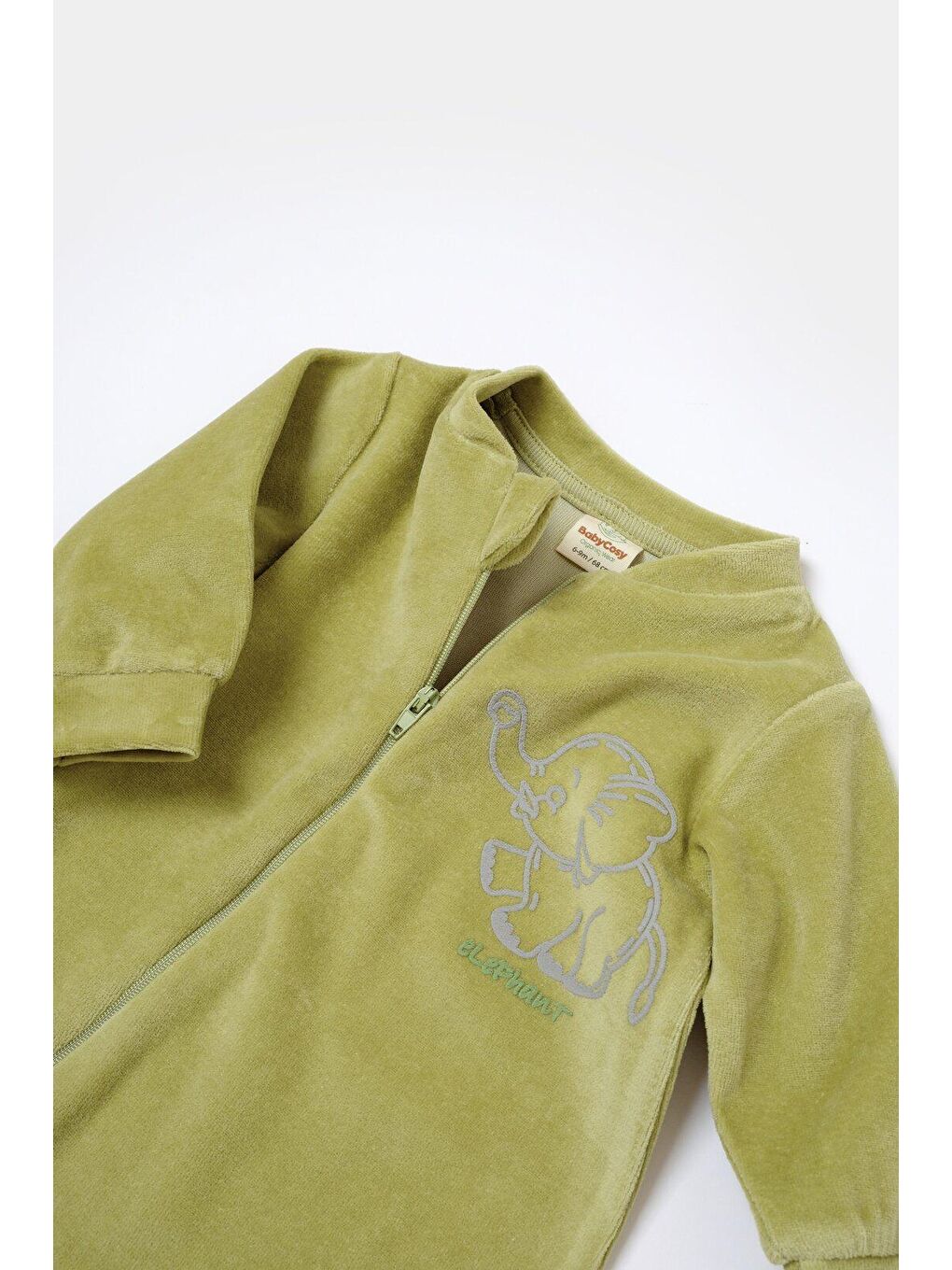 Yeşil Kadife Fermuarlı Tulum-4