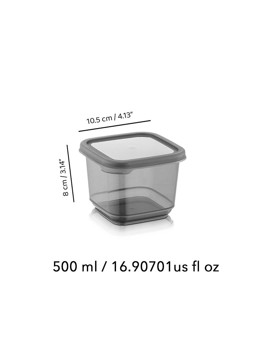 12'li Set Hava Almaz Kapaklı Kare Erzak Saklama Kabı Antrasit 12 x 0.50 lt ETİKETLİ-4
