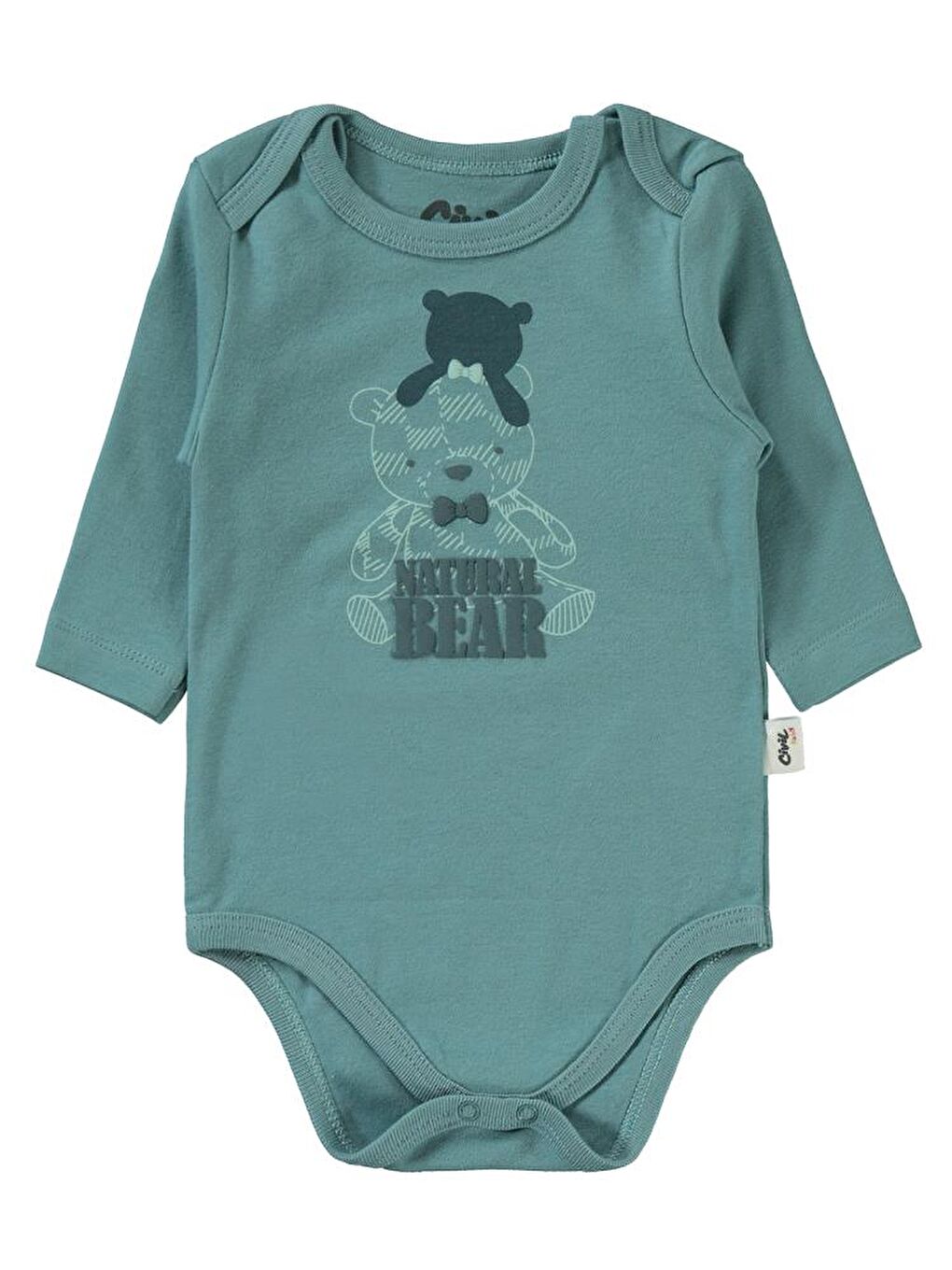 Petrol Baby Natural Bear Baskılı 3'lü 6-18 Takım - Yeşil 12-18 Ay
